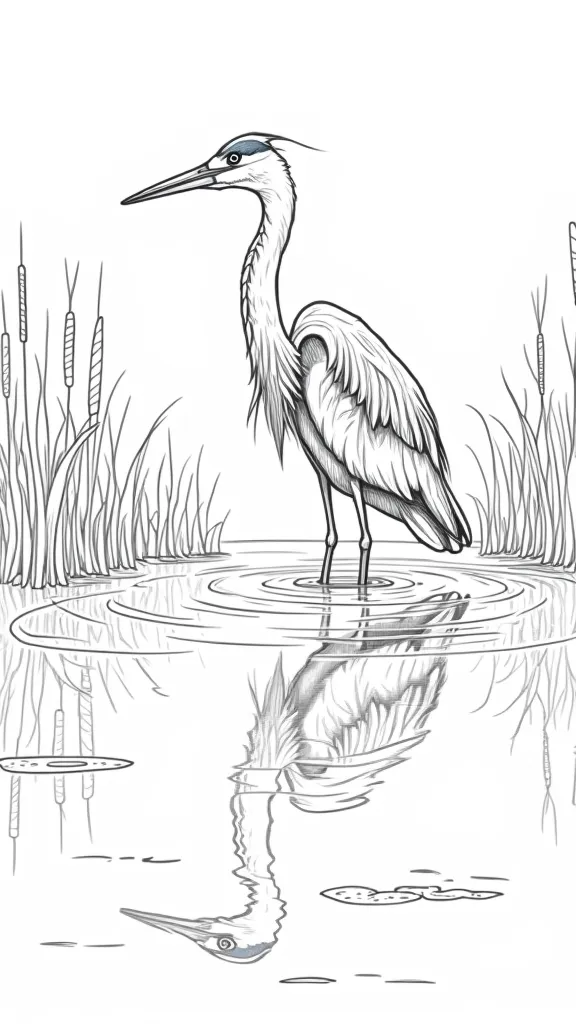 blue heron coloring page